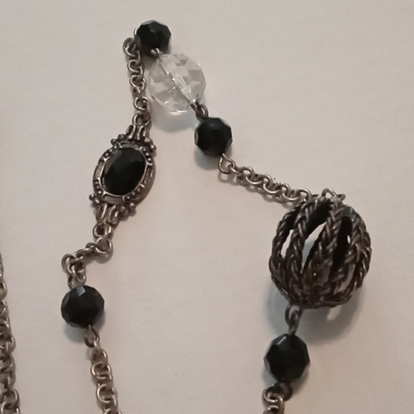 #801.   3 Piece Black, Silver And Gunmetal Necklace Bundle. - Picture 3 of 8